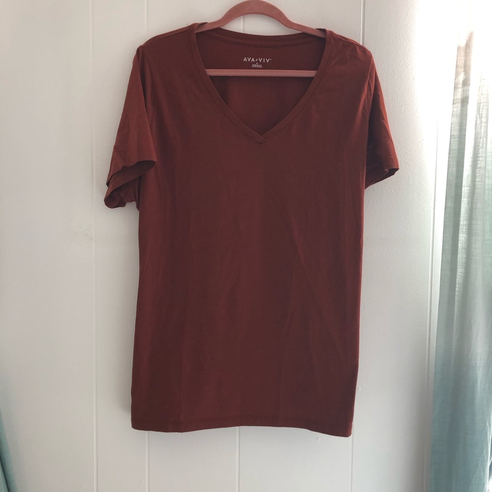 🌷Brown V-neck T-shirt